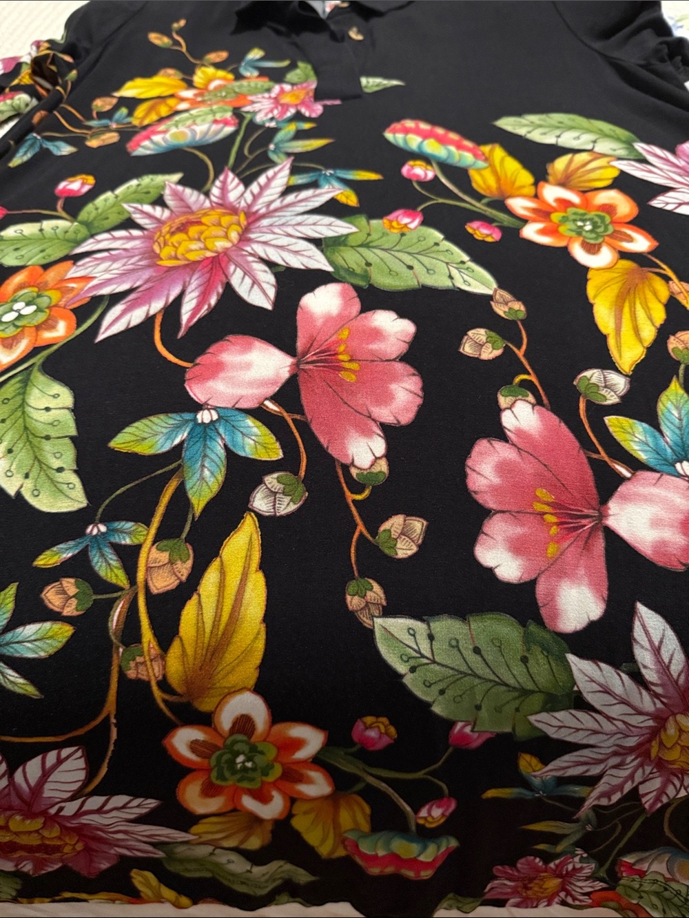 Johnny Was Black Floral Mini Dress with Multicolor Blooms - Picture 7 of 7